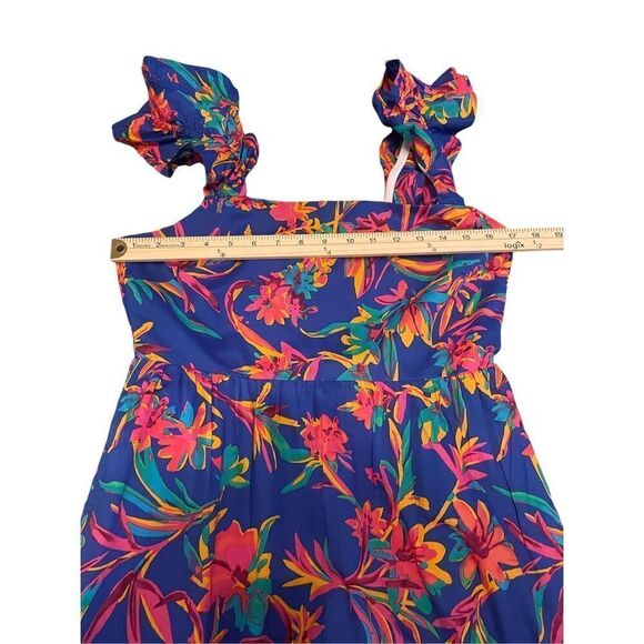 NWT JCrew Floral Tropical Square Neck Midi Dress Blue Size 8 - Picture 8 of 16